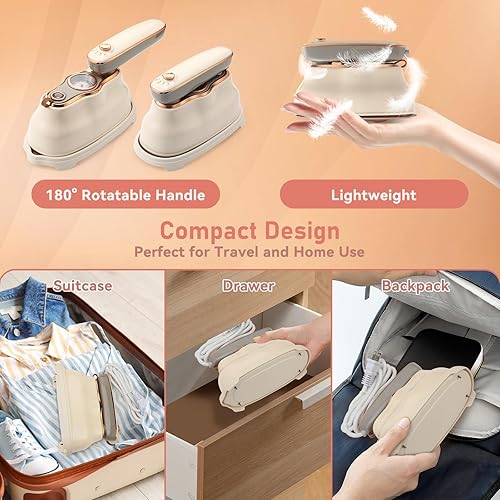 Miniatura 6 de Biupky - Mini plancha de vapor para ropa, vaporizador portátil para ropa, plancha de viaje, micro plancha de vapor, mini vaporizador de mano,