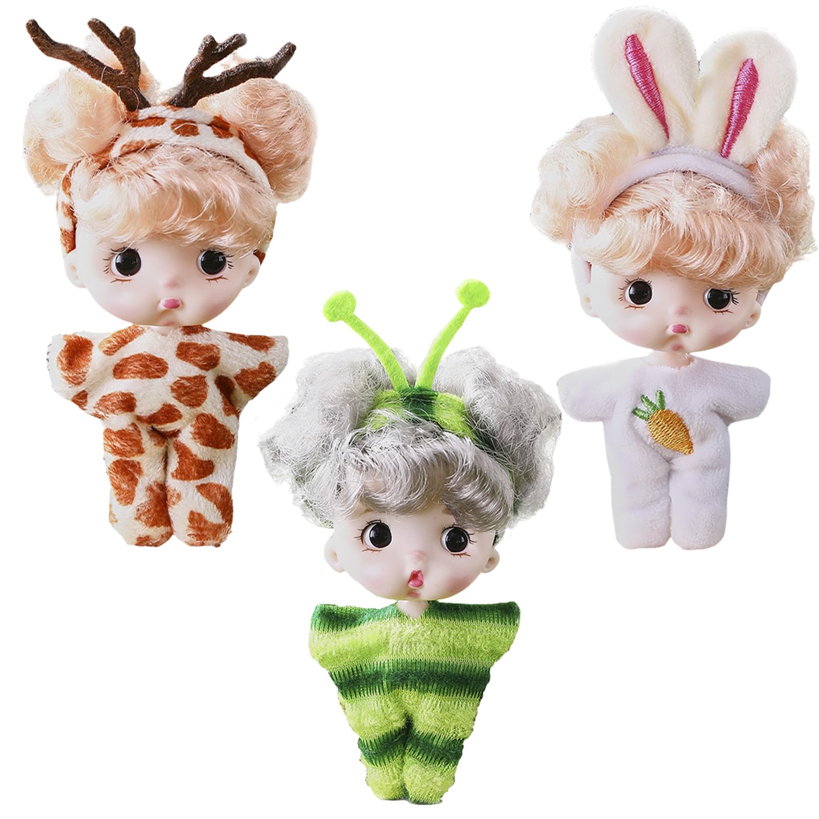 Mini Reborn Baby Dolls - Realistic Tiny Babies with Animal Clothes, 3 Pcs Sleeping Rebirth Dolls for Kids