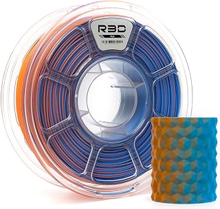 R3D Dual Color Silk PLA Filament, Co-Extrusion 3D Printer Filament 1.75mm, 30-370 mm/s High Speed PLA, Dimensional Accuracy +/- 0.02 mm, 1KG Plastic Spool (Matte Blue-Orange)