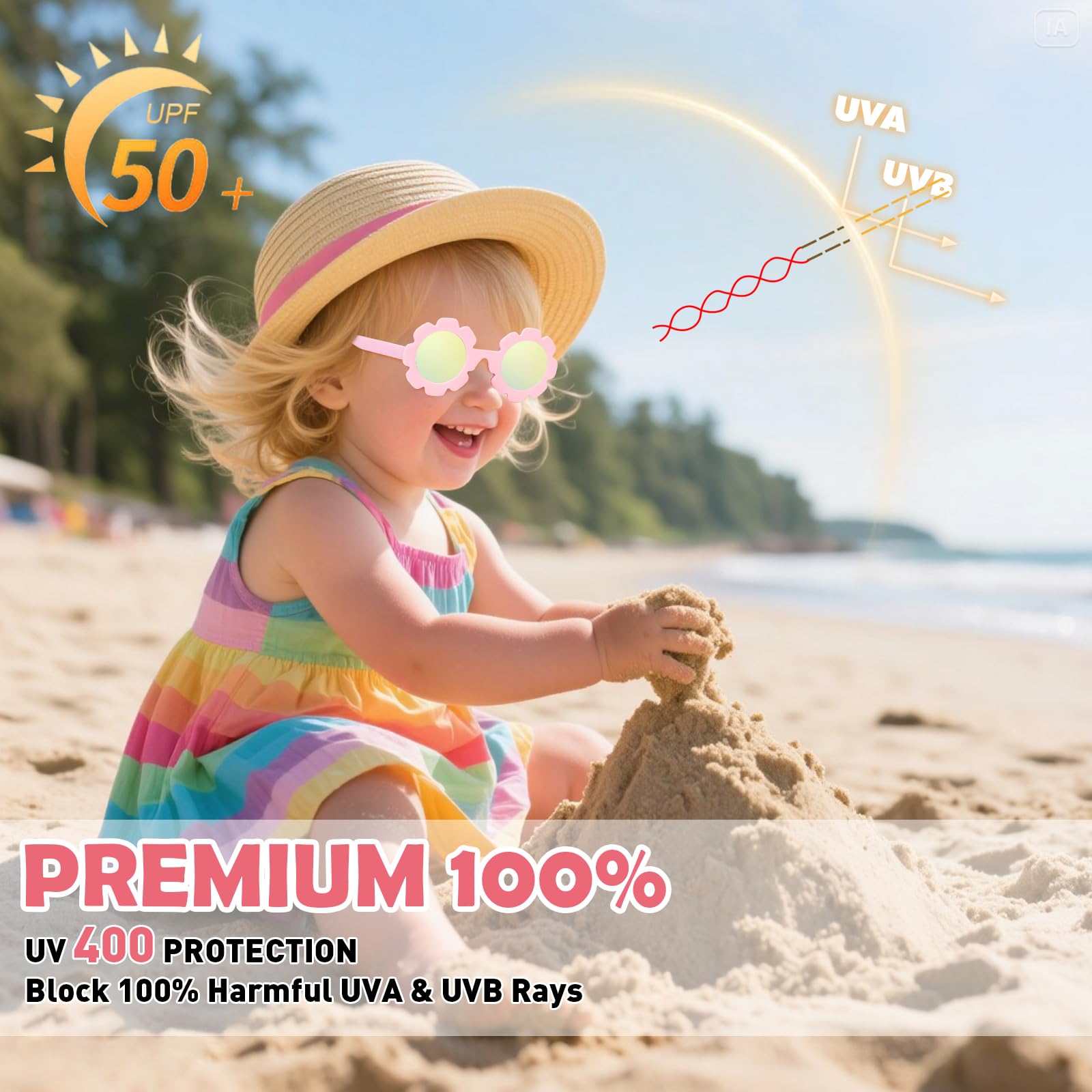 Hifot Occhiali da sole Polarizzati Baby, Occhiali da Sole Con Regolabili cinghia UV400 protezione UV Ponte nasale in Silicone Morbido per neonati da 0 mesi a 2 anni