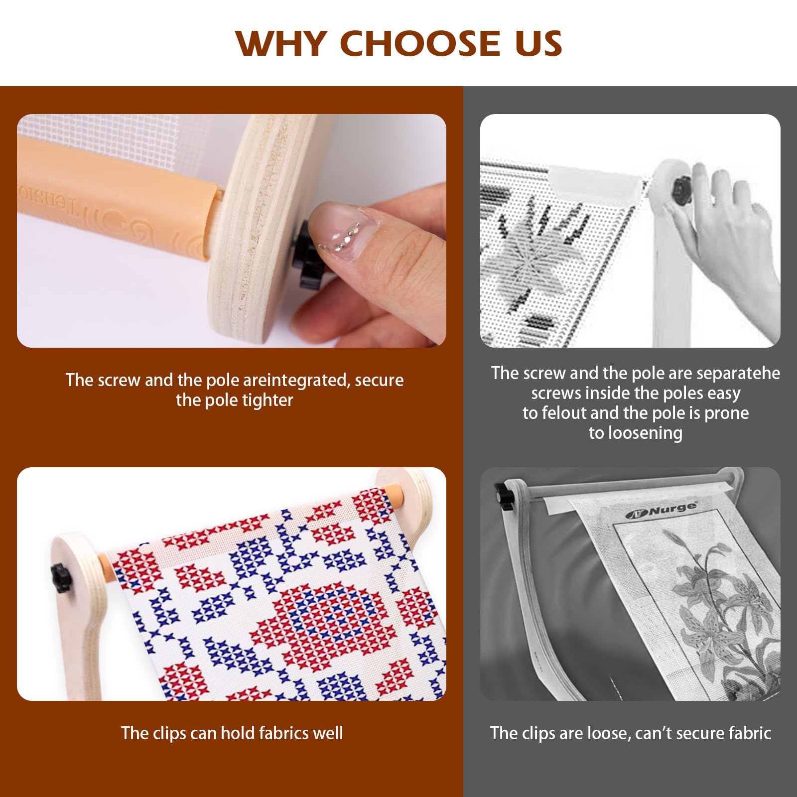 Support à Broder Rectangulaire, Cadre à Aiguilles Croisées Réglable, Cadre En Hêtre, Support Pour Pointes, Table Sol, Support Pour Genoux, Couture