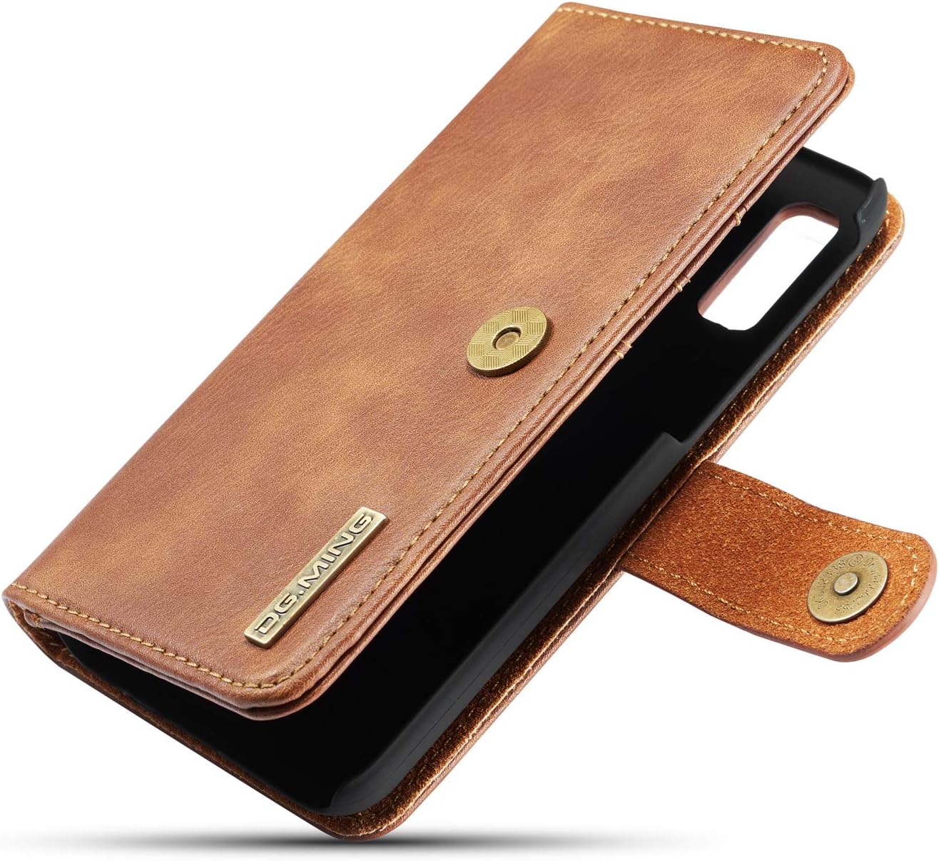 Detachable 2 in 1 Split Magnetic Flip Folio Wallet Case Compatible with Samsung Galaxy A40 Genuine Leather Phone Case with 3 Card Holder Slots Kickstand Shockproof Cover(Brown)