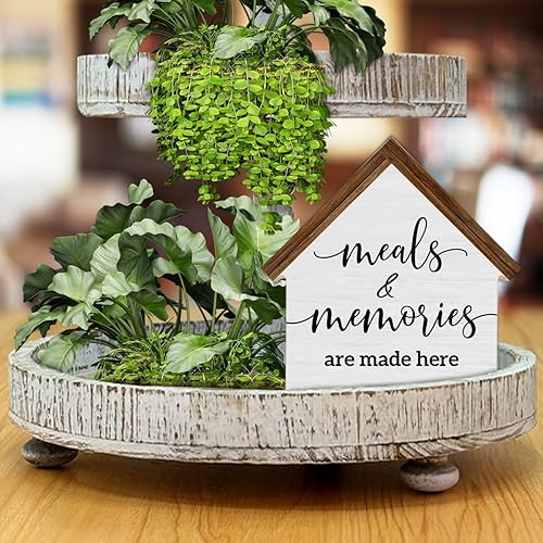 Miniatura 7 de Decoración de cocina de granja, Meals and Memories are Made Here House - Cartel de madera en forma de bloque, decoración rústica de comedor y cocina