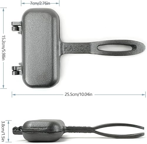 Miniatura 2 de HAWOK Sandwichera a la parrilla compacta de hierro fundido, sándwich de desayuno, tostadora de perro caliente