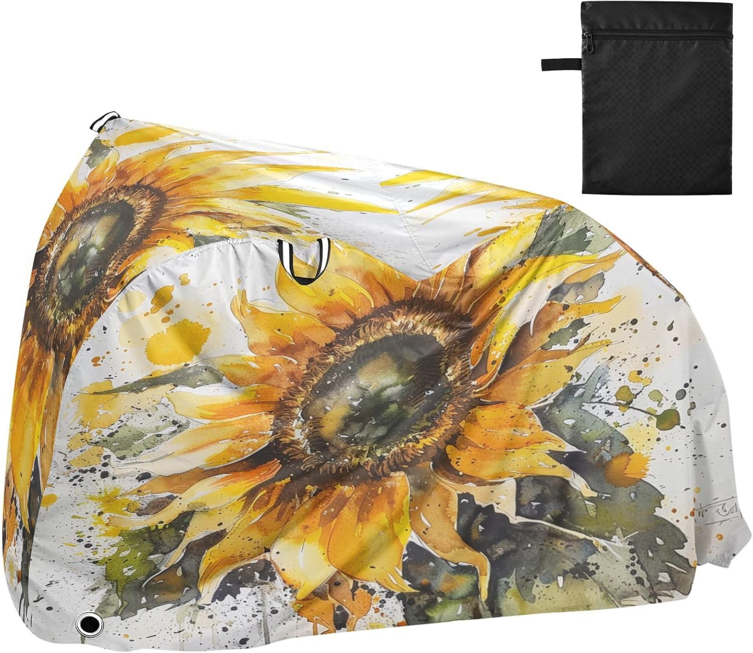 ALAZA Sunflower Watercolor Bike Cover Waterproof Outdoor Ebike Bicycle Covers Tarp Protection for 1/2 Bikes, Sun UV Dust Wind Proof