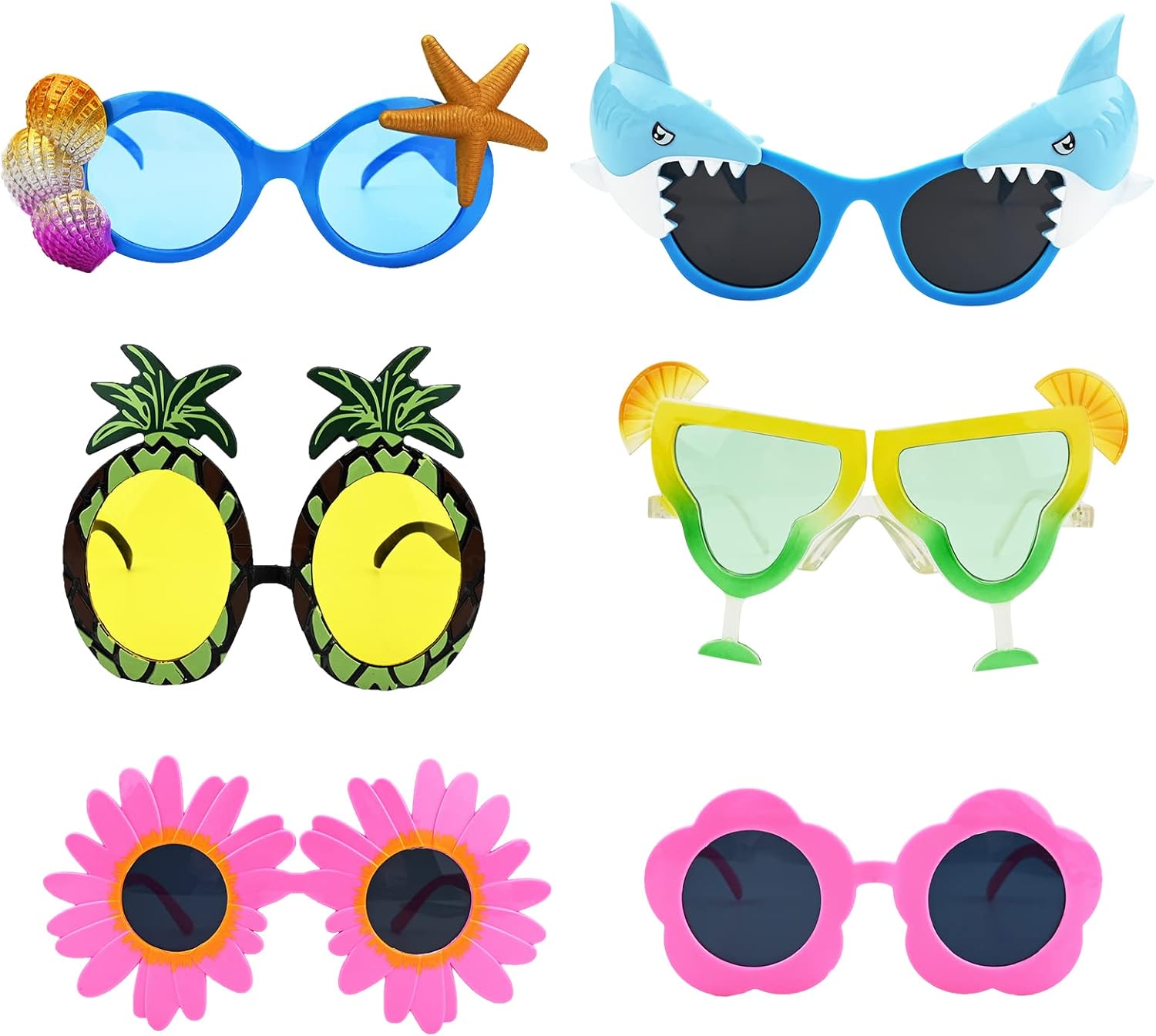 Party Glasses 6 Pairs Novelty Glasses Funny Hawaiian