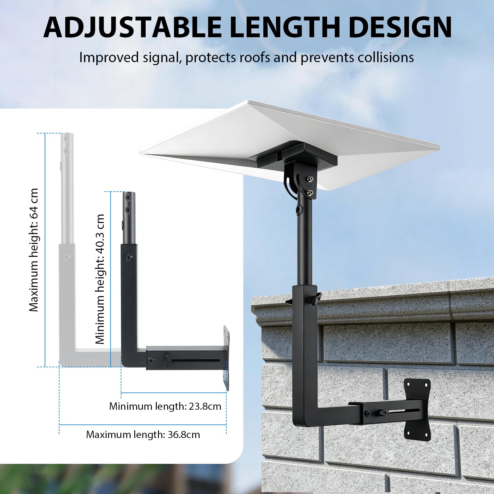 Soporte compatible con Starlink V3, soporte de pared largo compatible con Starlink V3, soporte de techo compatible con Star-link V3, vertical compatible con Starlink Gen 3, kit de montaje de pole