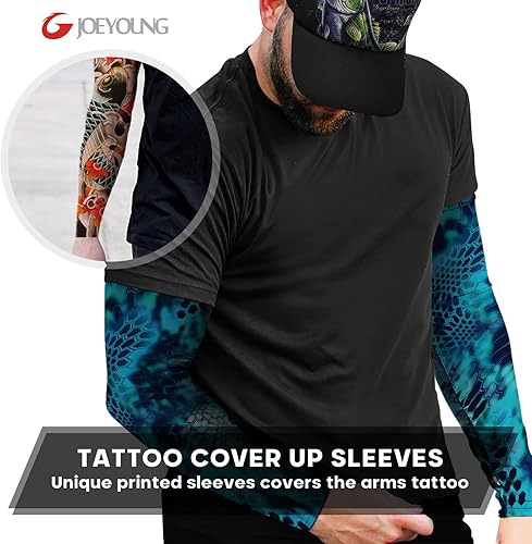 Miniatura 6 de JOEYOUNG Mangas de brazo para hombres y mujeres, protección solar UV, mangas de golf, mangas de tatuaje, fundas para ciclismo, correr, trabajo