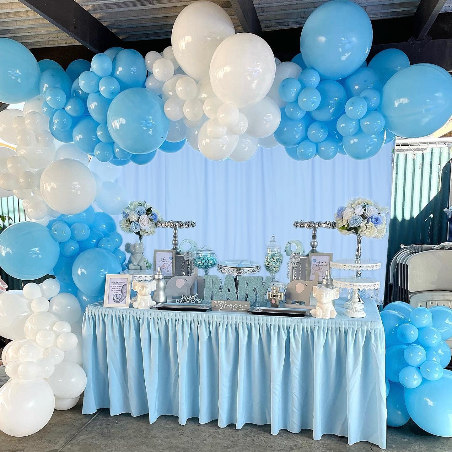 Baby Blue Backdrop Curtains 2 Panels 5ft x 10ft Back Drop Drape for Baby Shower Party 10ft x 10ft