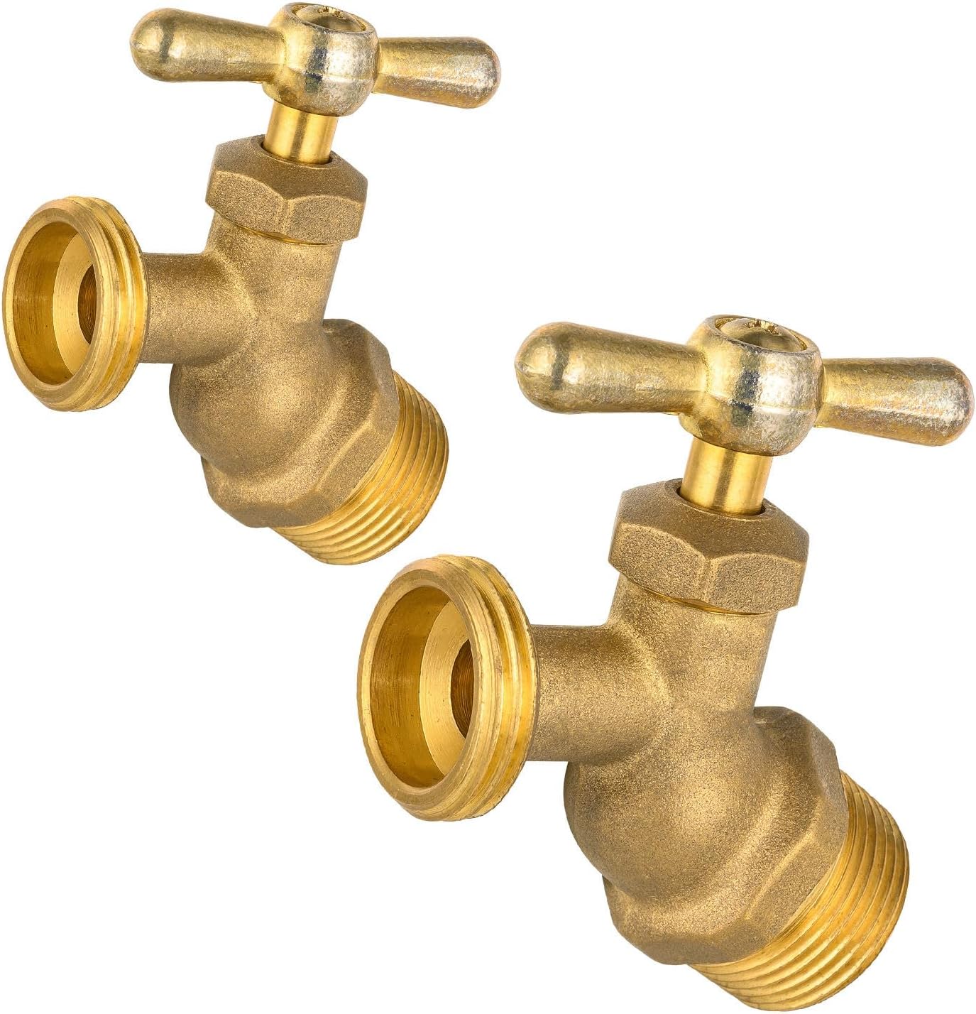 5 Pcs Hose Bibb Valve, 1/2" MIP x 3/4" MHT Brass No-Kink Plumbing Fitting, for Garden and Outdoor Water Connection