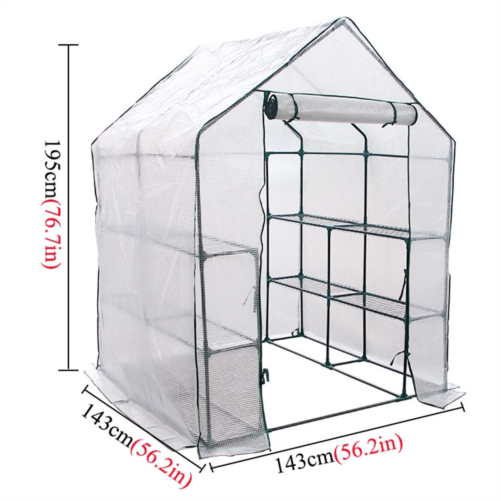 Serra da Giardino Portatile Rinforzata Walk-in, Scaffali da Giardinaggio Robusti con Copertura Durevole, Finestre Laterali Avvolgibili, per Uso Esterno E Interno, Tende per Piante in Vaso
