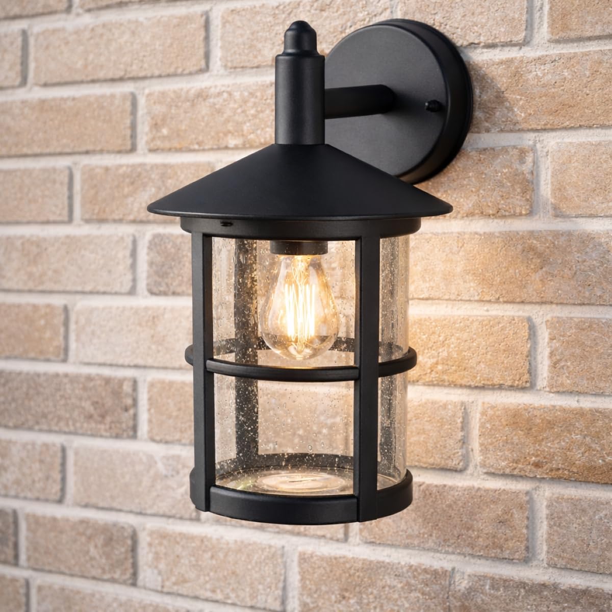 CGC Lighting Outdoor Wall Light Mains Power E27 Coach Lantern Garden Traditional Vintage Antique Glass