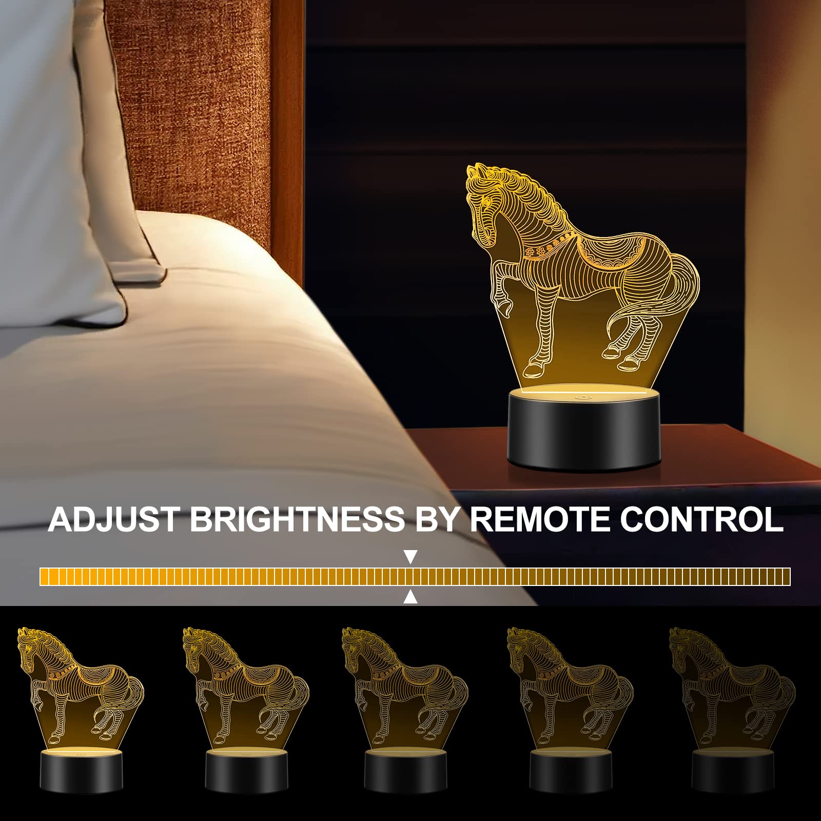 ONEVER 10Pcs Luce Notturna a Led 3D Luce Colorata Telecomando Smart Touch Luce Notturna Interruttore Sensore Portatile Base Adatta per Corridoio Camera da Letto Bagno Soggiorno