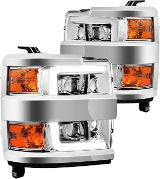 AlphaRex 15-19 Chevy 2500HD PRO Series Proj Headlight Plank Style Black with Active Light/Seq Signal/DRL
