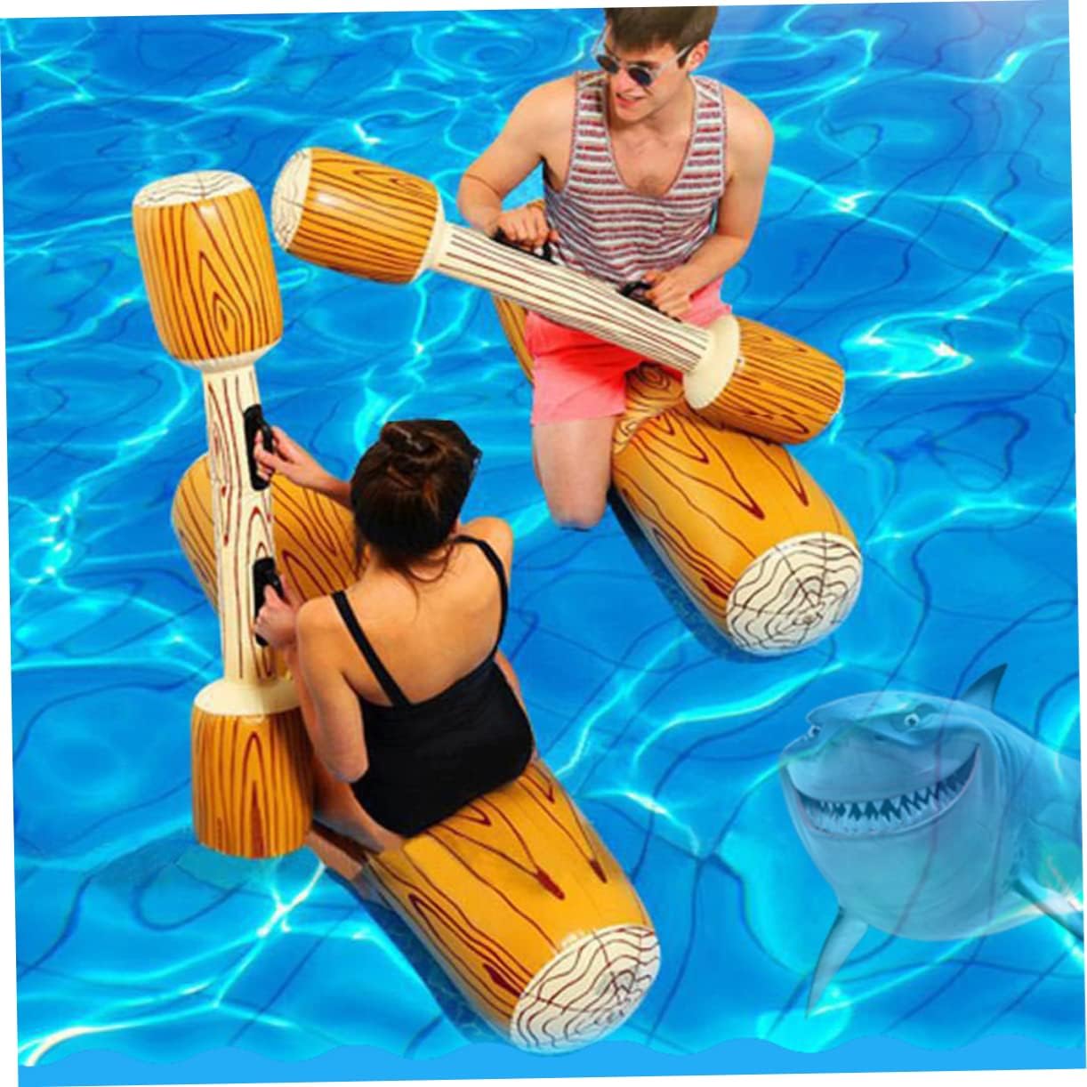 1set Inflatable Water Toys Double Handle Swimming Pool Entertainment Stick for Fun Includes Sitting Sticks and Hit Made of Material