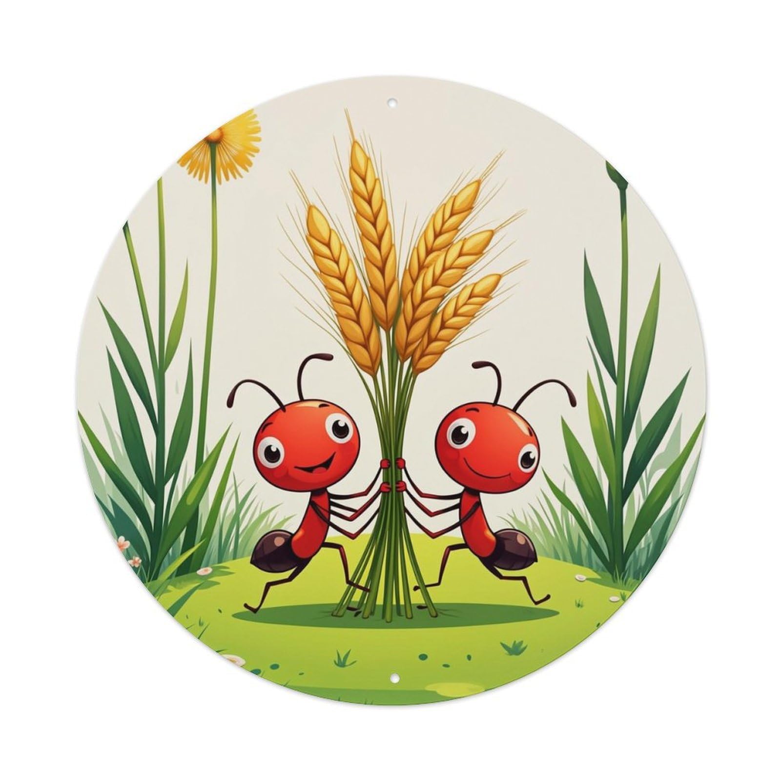 Ants Carrying Wheat Stalks In Garden Metal Tin Sign Plaque