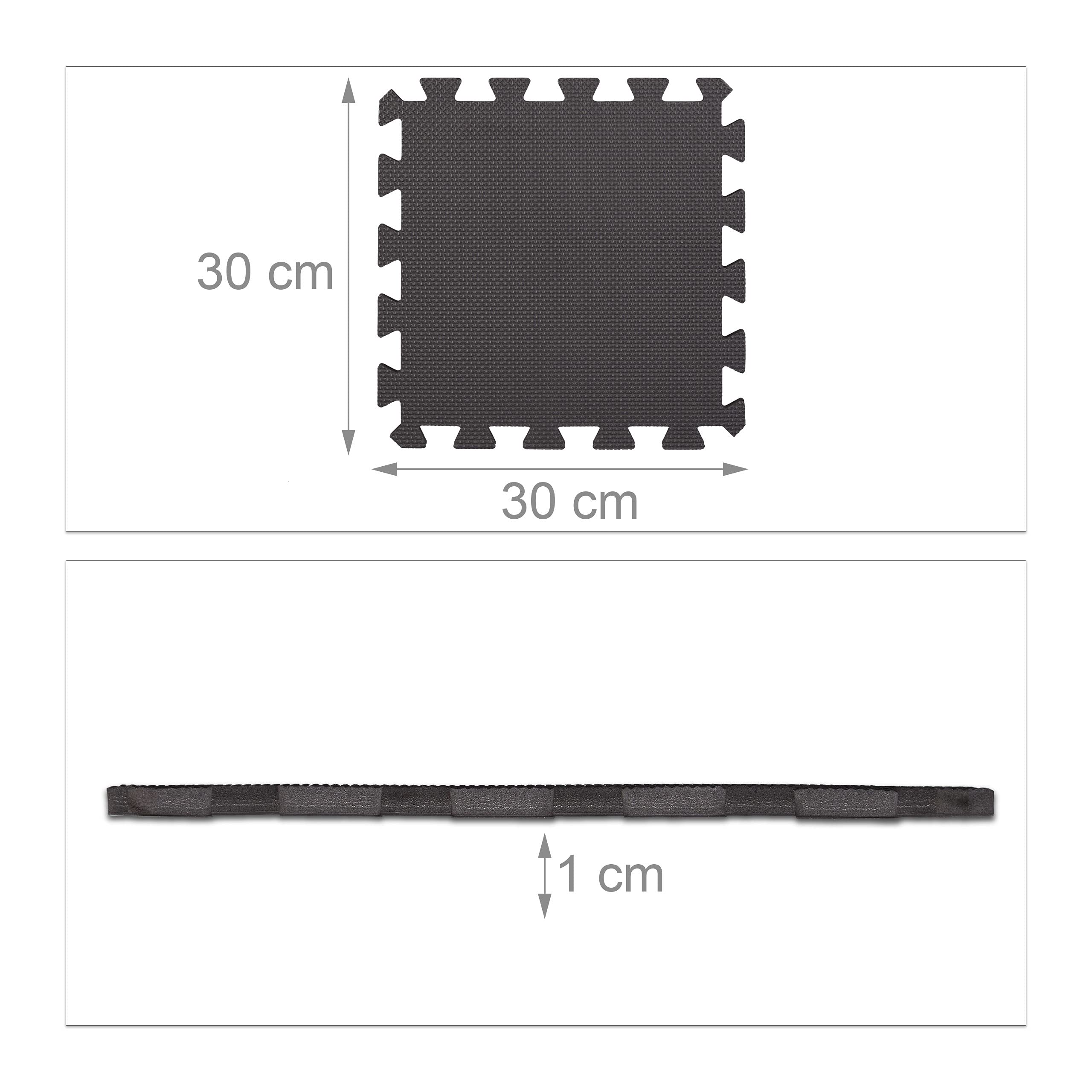 48 tappetini protettivi per pavimento, 30 x 30 cm, 4,3 m², espandibili, ammortizzanti, per attrezzature da fitness, spessore 1 cm, nero