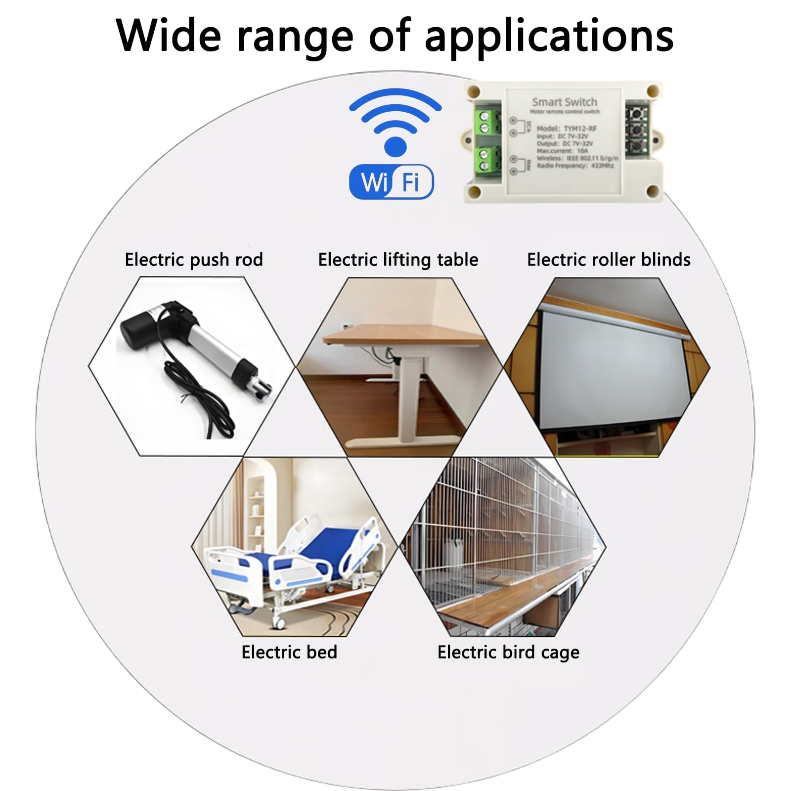 Jane Eyre Controlador inteligente WiFi para motores de CC Tuya para la Smart Life App Control remoto de actuadores lineales de 12V/24V y varillas de empuje eléctricas,Válvula solenoide,cabrestante