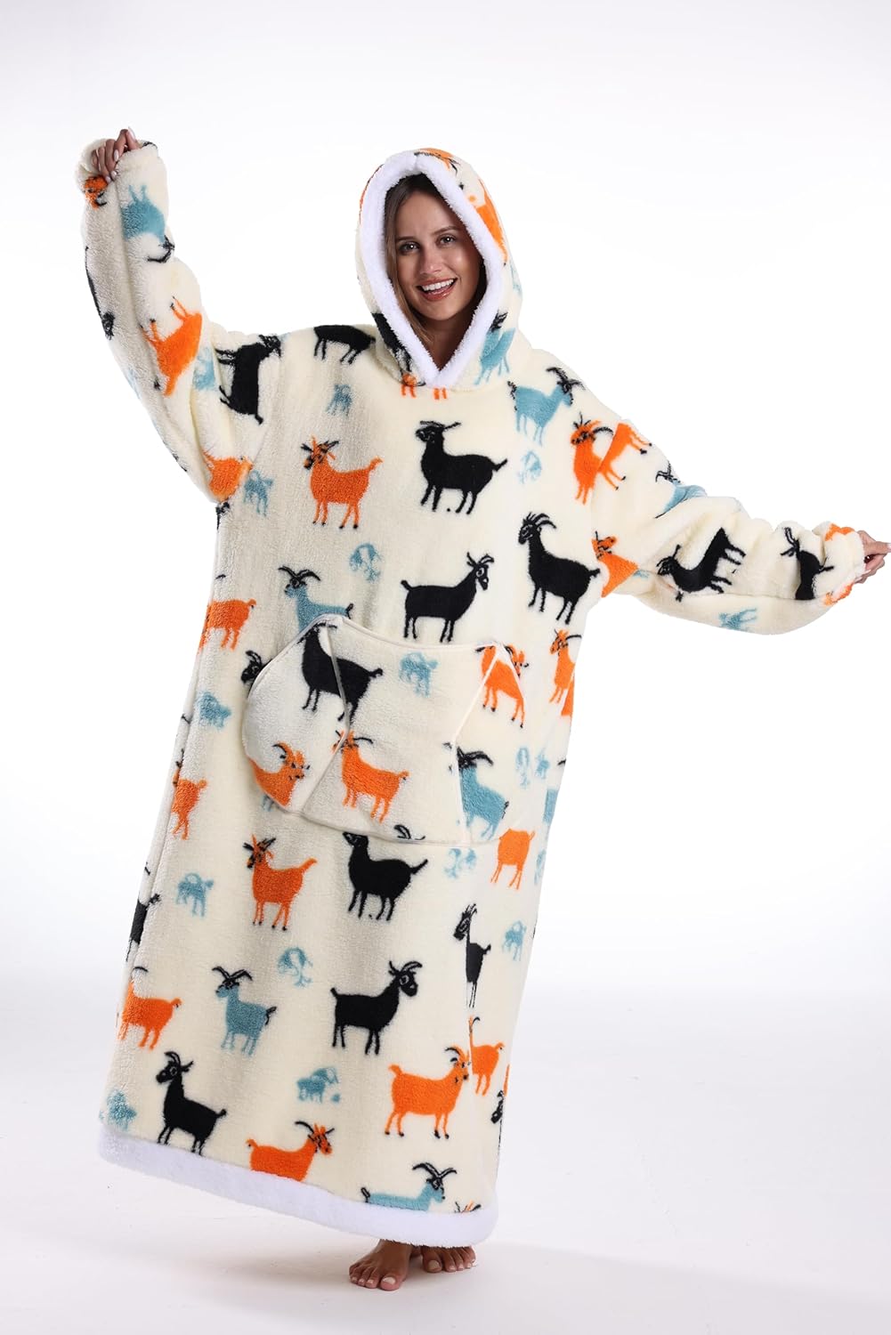 ZXIMU Blanket Hoodie, Wearable Blanket Extra Long Hoodie Blanket for Women Comfy Snugaies for women. - Image 5