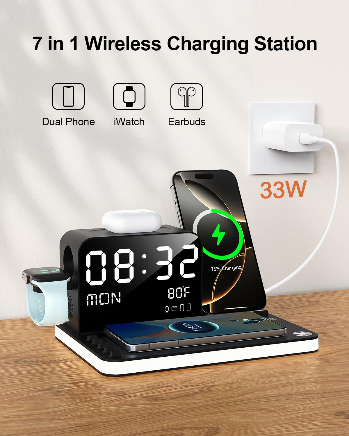 Amazon.co.jp: 7 in 1 ワイヤレス充電ステーション Apple