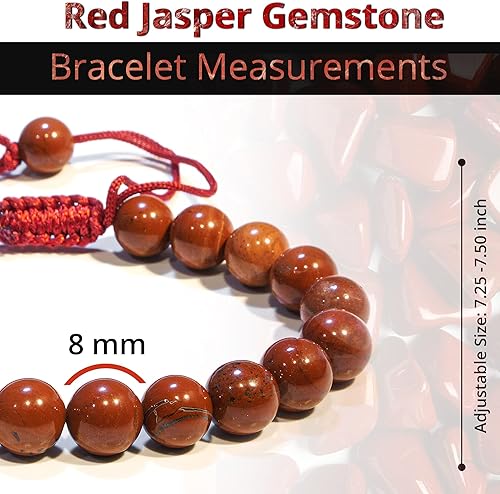 Vista 226 de Adjustable Crystal Bracelet – Gemstone Bead Bracelet with Adjustable Macrame String – Chic Gemstone Bracelet for Men and Women – 8mm Round Healing