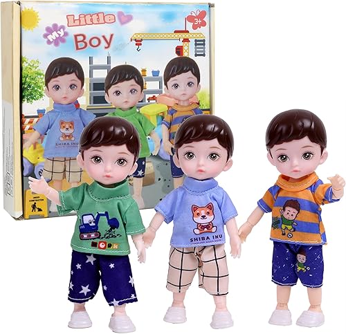 BJD - Juego de muñecas para niño, muñeca masculina de 6 pulgadas con diferentes prendas de ropa, incluye caja de regalo y tarjeta de felicitación,