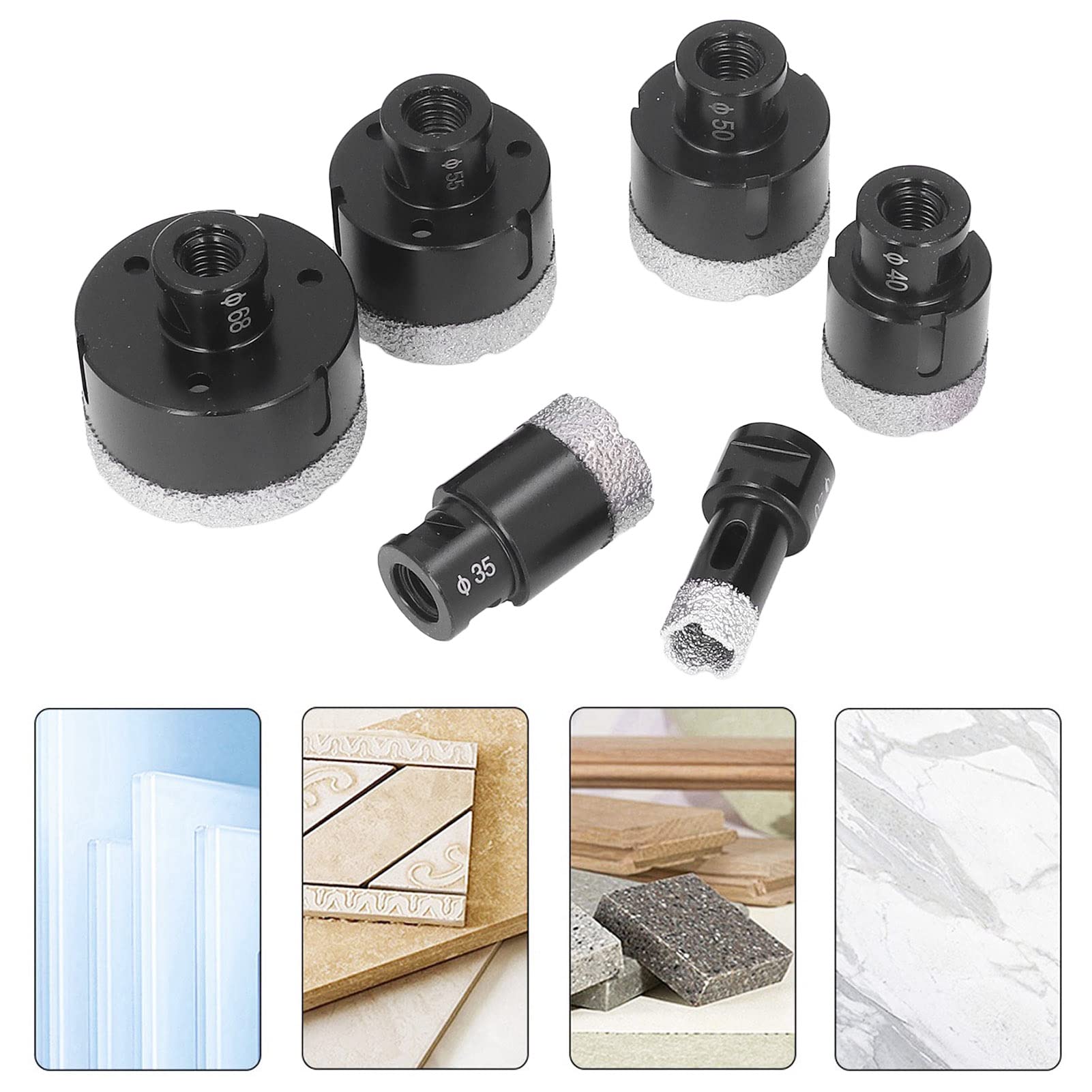 Diamentowe piły do ​​otworu ustawione wysokiej wydajności bity wiertła dla szklanego marmuru M14 Gwint 6pcs