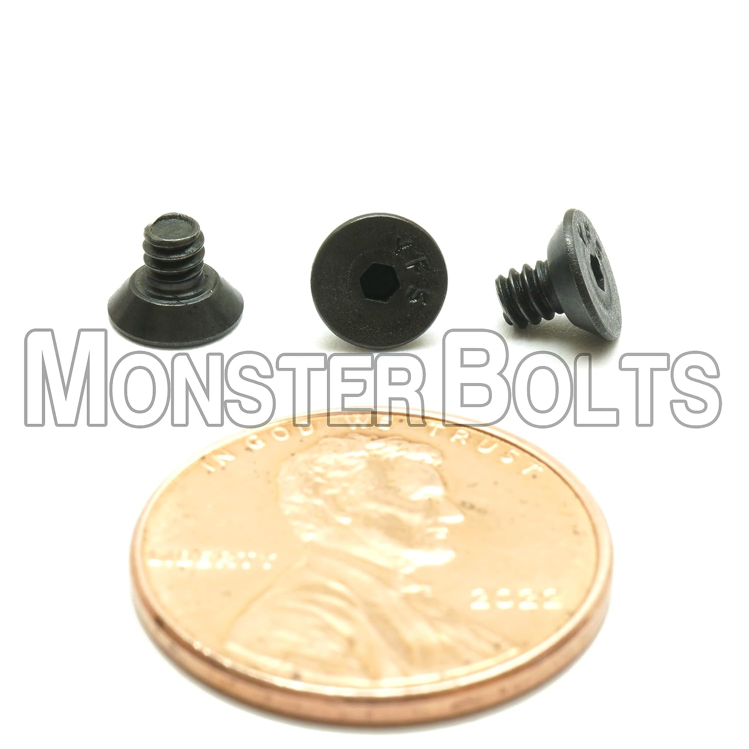 MonsterBolts - #4-40 x 3/16" Flat Head Socket Cap Screws, ASTM F8356, Alloy Steel, Black Oxide, 250 Pack