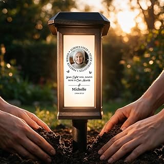 Custom Cemetery Solar Lights with Photo & Name, Personalized Memorial Gifts