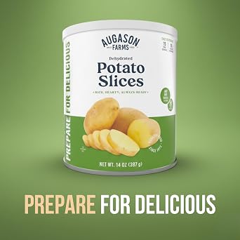 Augason Farms Dehydrated Potato Slices Emergency Food Supply, 15 Servings, 25 Year Shelf Life, Certified Gluten Free Sliced Potatoes - Dehydrated Meals, Survival Food Camping Essentials Can