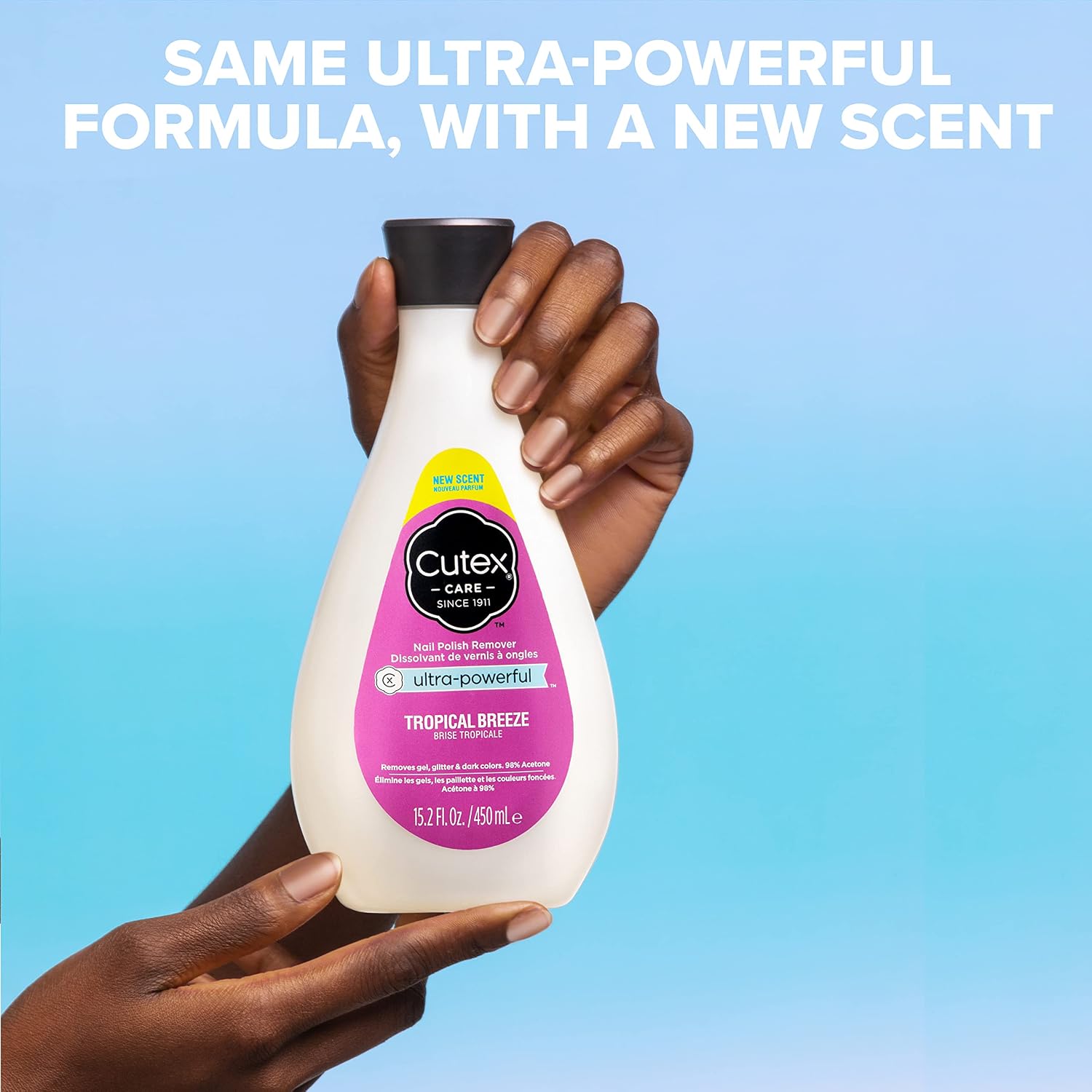 Nail Polish Remover by Cutex, Ultra Powerful infused with Linseed Oil, Tropical Breeze, 450 mL