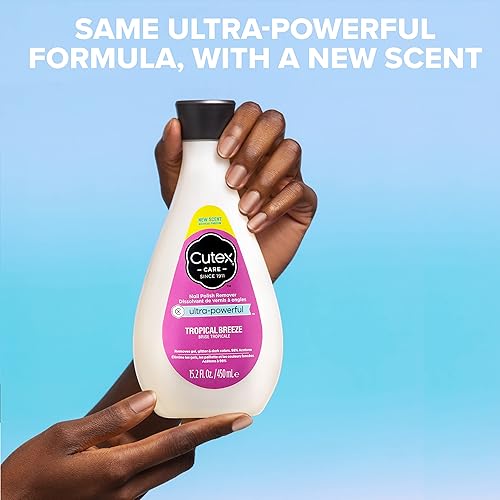 Miniatura 4 de Cutex Removedor de esmalte de uñas de gel, ultra potente y elimina la purpurina y las pinturas de colores oscuros, aroma a brisa tropical, 15.2