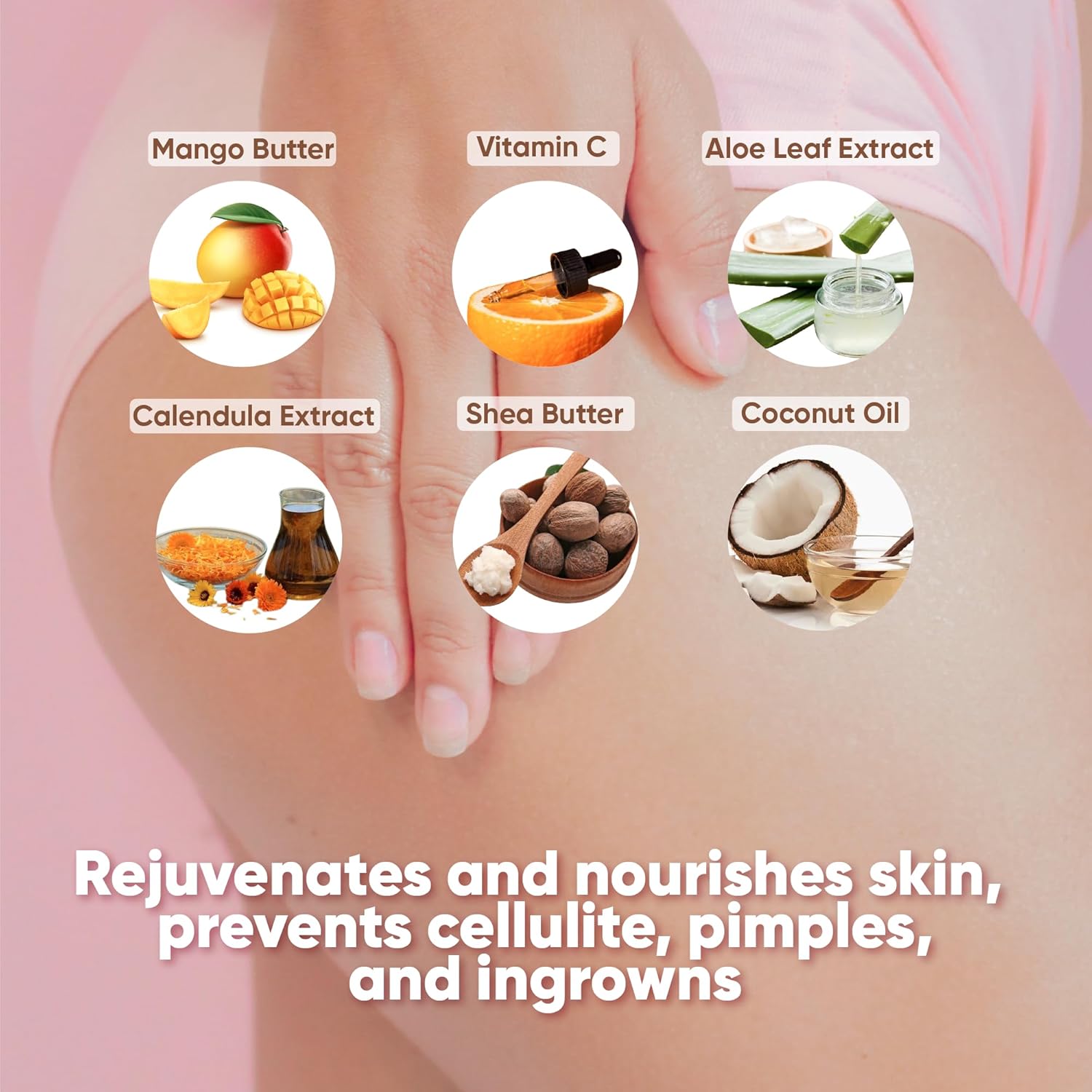 Olivia Aurora Whipped Body Scrub – Exfoliating Sugar Scrub for Smooth Skin, Bikini Area & Body – Helps Reduce Bumps and Ingrown Hair Appearance – Natural Mango & Coconut – Fruity Scent, 10 oz