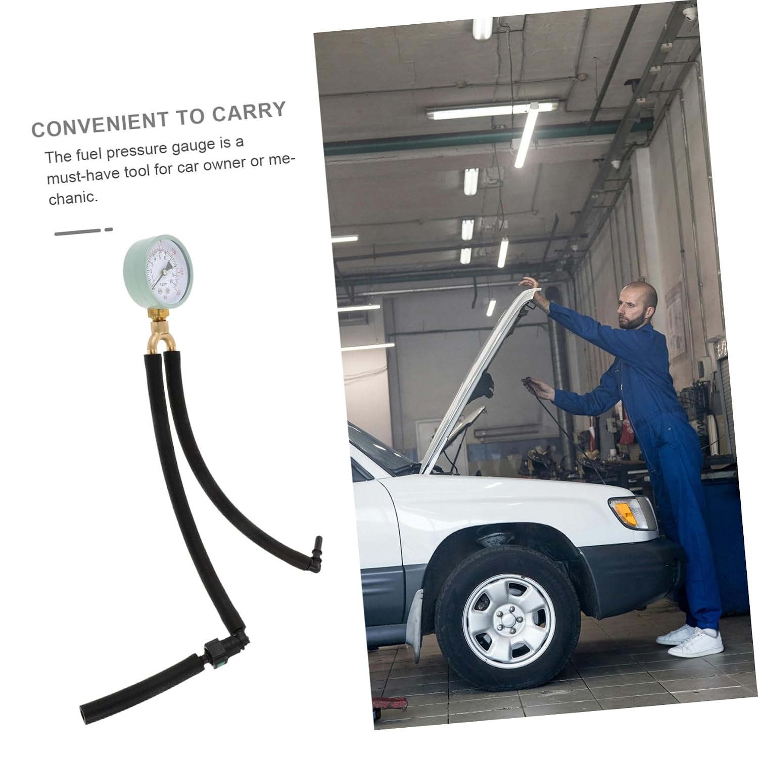 Luxshiny Gasoline Pressure Gauge for Automotive Use Fuel Pressure Tester with Quick Connect Feature Compatible with Various Car Models