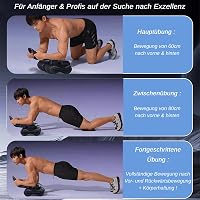 EZAYEEK Hasizom Erősítő Edzőgép - 4 Kerekes Hasizom Roller Férfiaknak és Nőknek, Otthoni Edzéshez, Térdvédő Matraccel, 200 kg Teherbírás 6