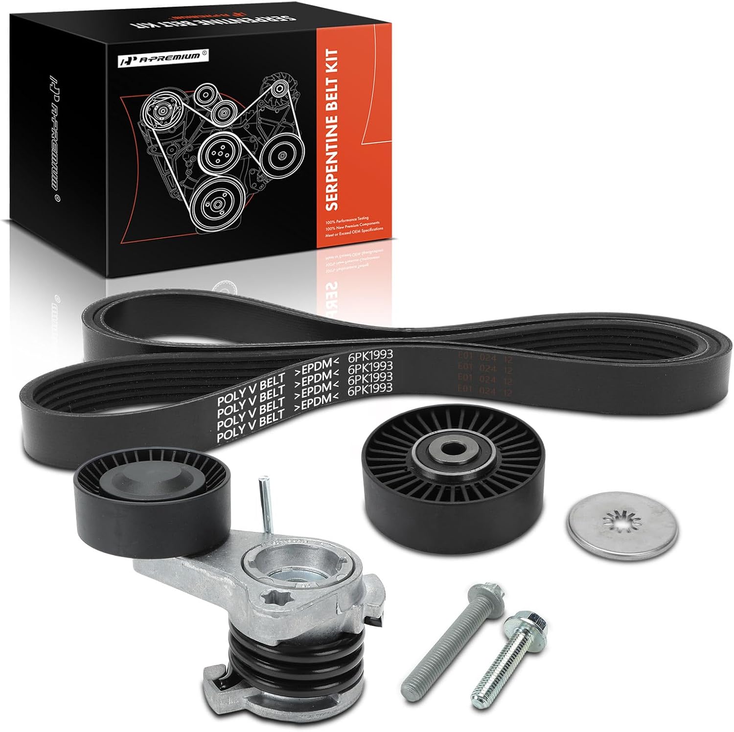 A-Premium Engine Serpentine Belt Drive Kit Compatible with BMW X5 2007-2010, X3, 128i, 323i, 325i, 325xi, 328i, 328i xDrive, 328xi, 330i, 525i, 525xi, 528i, 528i xDrive, 528xi, 530i, 530xi, 3.0L