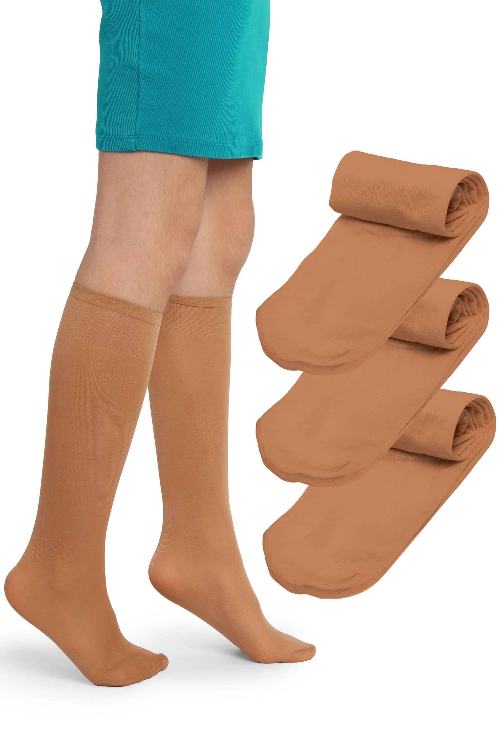 LORES Alma Medias hasta la rodilla para niña 40 DEN blancas, calcetines altos de microfibra opaca, suaves y elásticos con banda confort, ideales para colegio, uniforme y uso diario (talla 24–37) — view 20