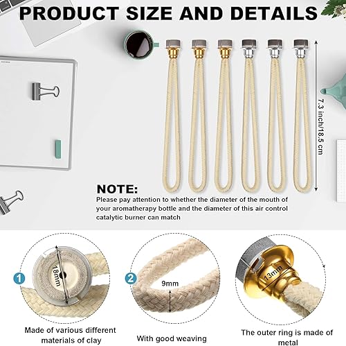 Miniatura 2 de Maitys 6 piezas de repuesto de mecha catalítica para lámpara de aceite de repuesto de mecha de control de aire catalítico, lámparas de quemador