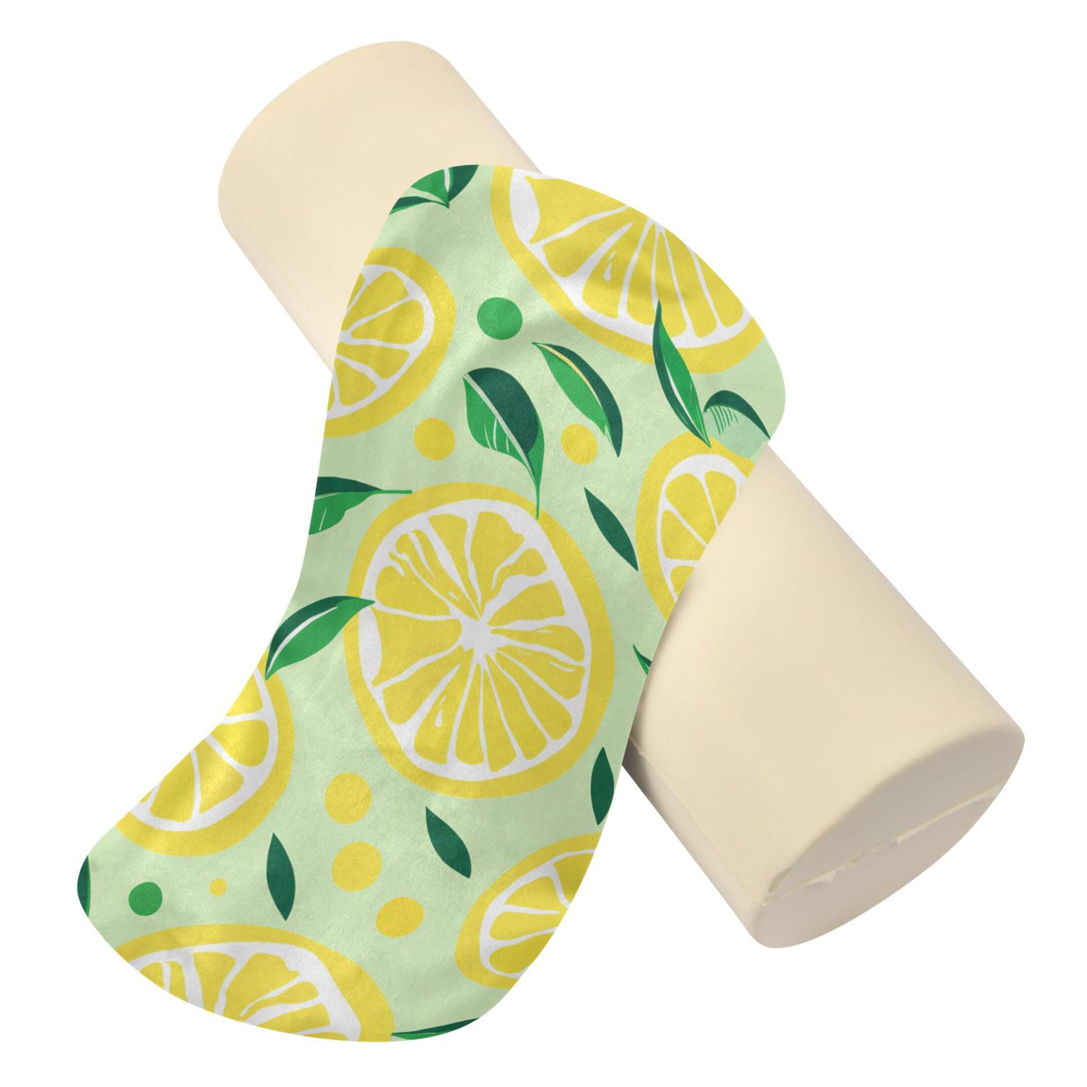 Kigai Lemons Cervical Neck Roll Pillow for Sleeping, Memory Foam Cylinder Neck Roll Pillow with Washable Cover