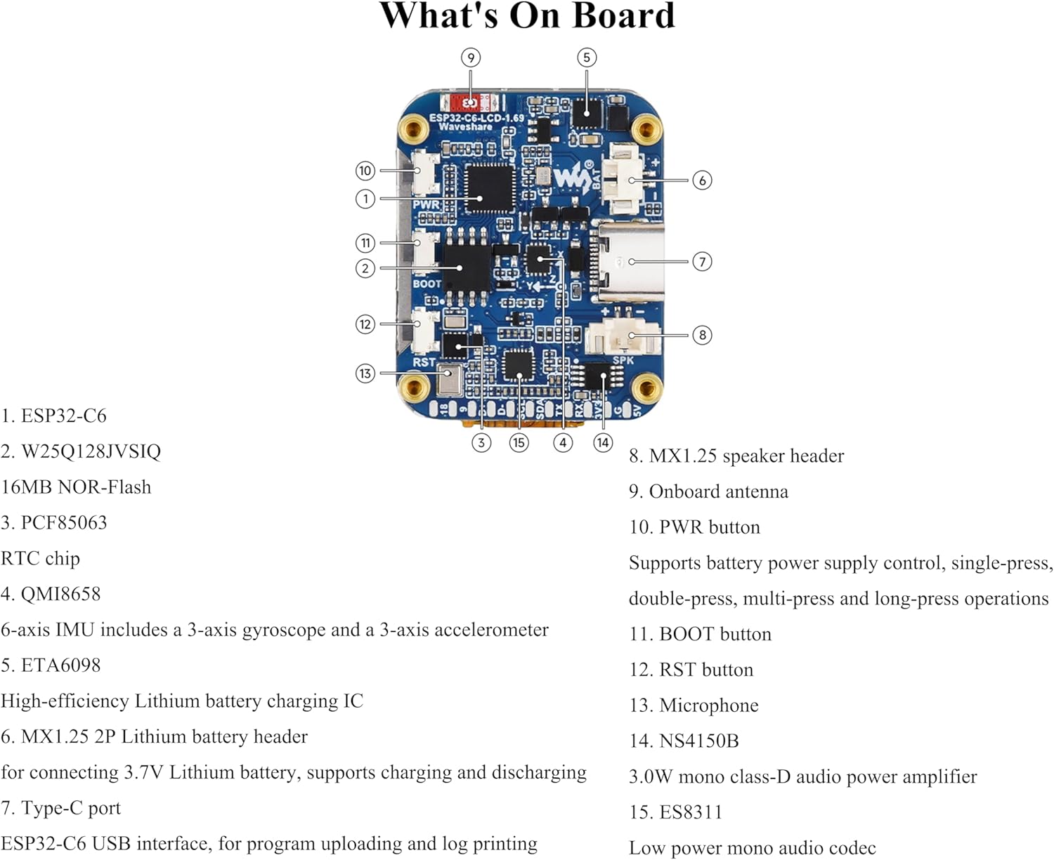 ESP32-C6 1.69inch LCD Development Board, ESP32 with Display 240×280 Pixels, Supports Wi-Fi 6/BLE 5, 160MHz RISC-V Processor,SPI Interface, AI Speech,Support AI Voice Interaction, Comes with Speaker