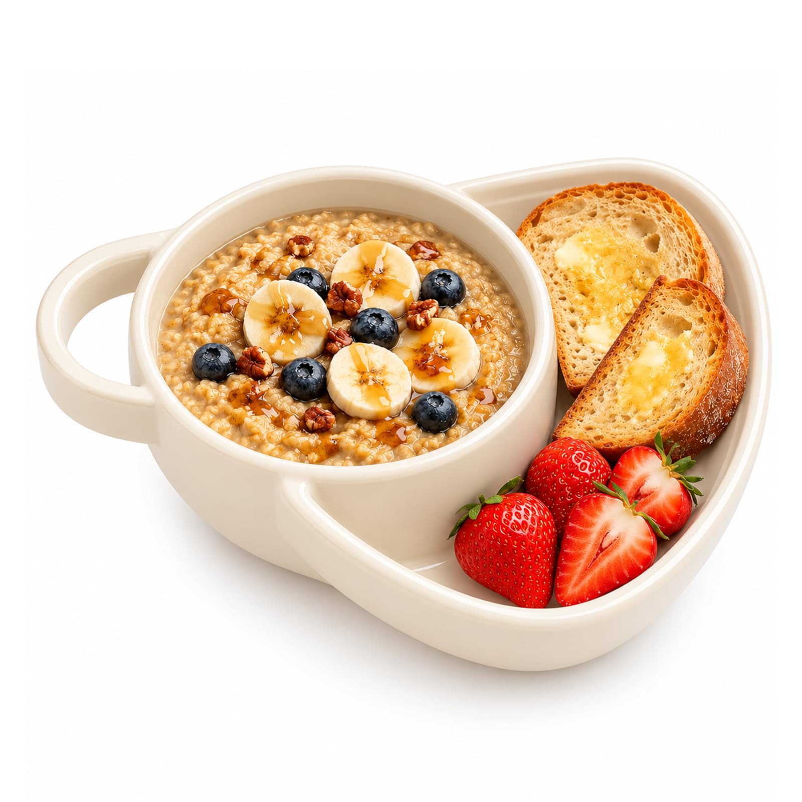 Soup and Sandwich Ceramic Bowl with Bread Holder,24oz Divided Plate (Plastics-1)