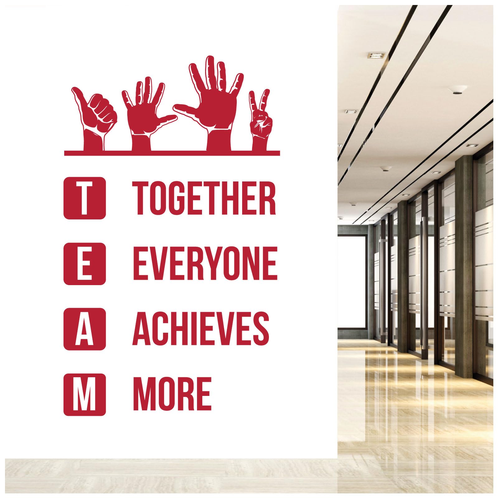 Team - Together Everyone Achieves More - Wall Quote, Office, Corporate, Corridor Wall Art Sticker [Medium] [Cherry] — image 1