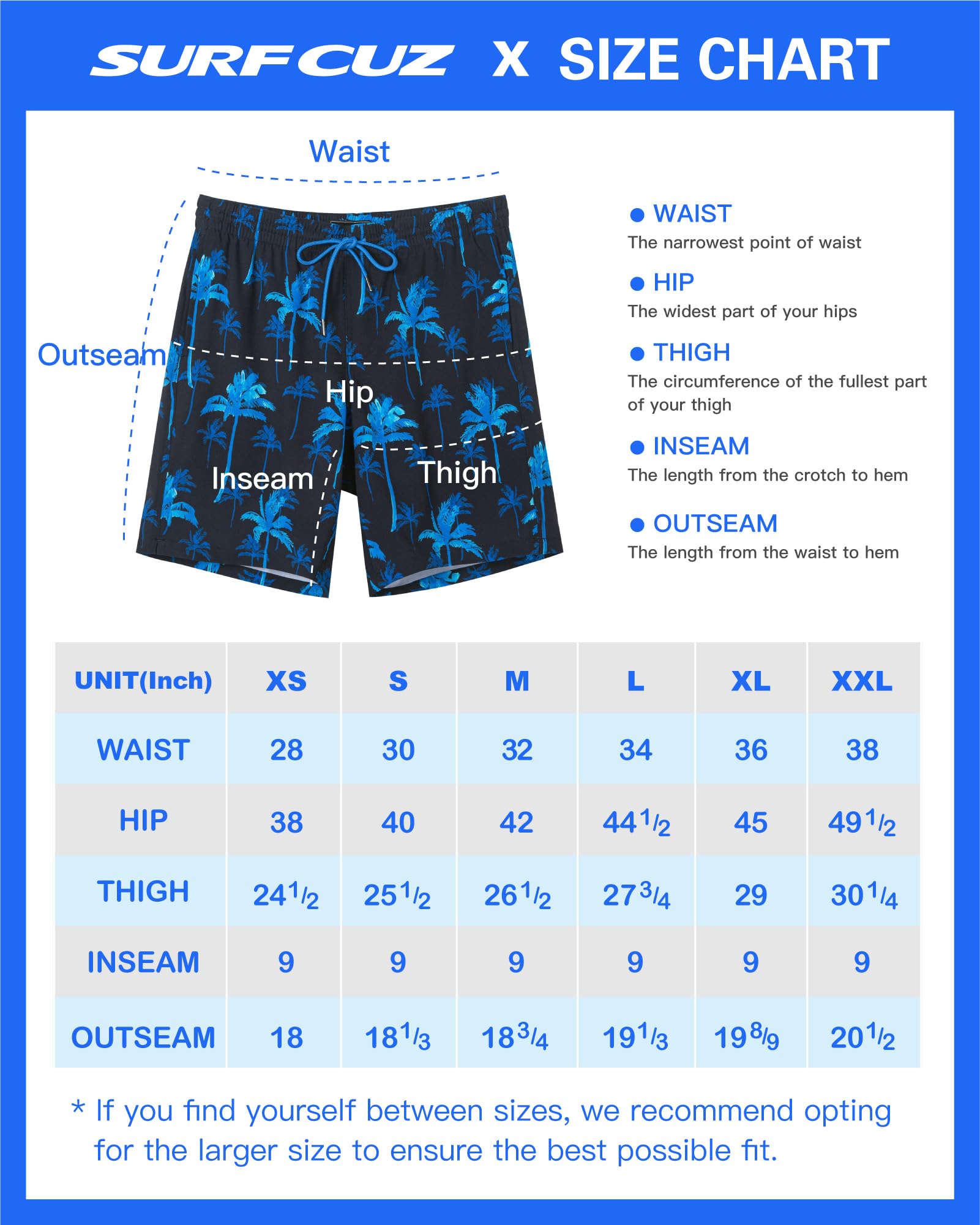 SURF CUZ Mens Swim Trunks with Compression Liner Swimming Shorts 2 in 1 Stretch Quick Dry Zipper Pockets, Ocean Palm|L - Image 7 thumbnail