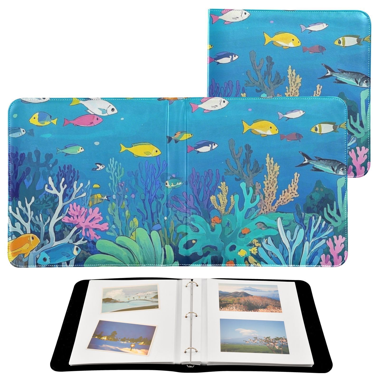 Photo Album 4x6, 5x7,6x8,Artificial Leather Photo Albums with 20 Detachable Sheet Coral Pattern for Family Wedding,Multi 13