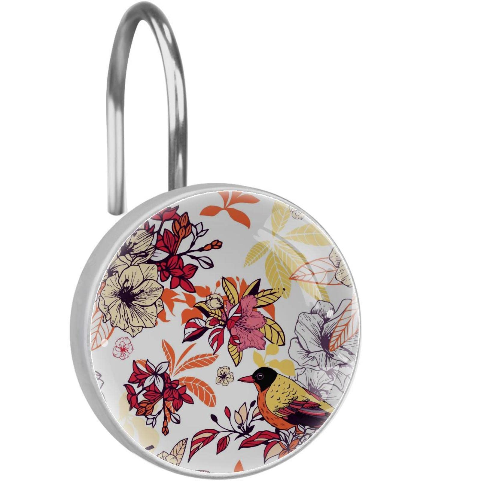 Crochets de rideau de douche floral lot de 12 anneaux antirouille