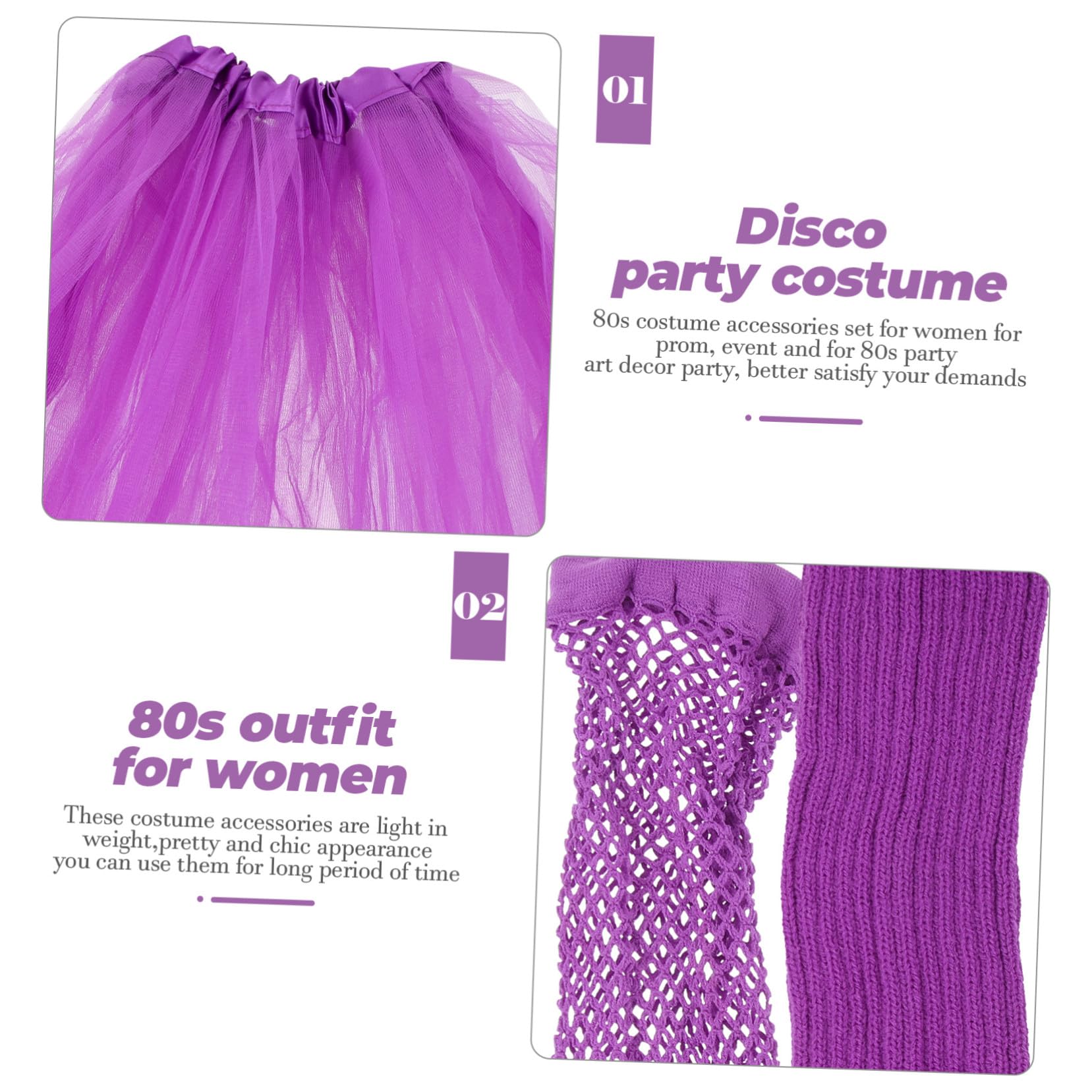 Set D’accessoires Néon Rétro 1 Pièce pour Femmes, Fête Années 80
