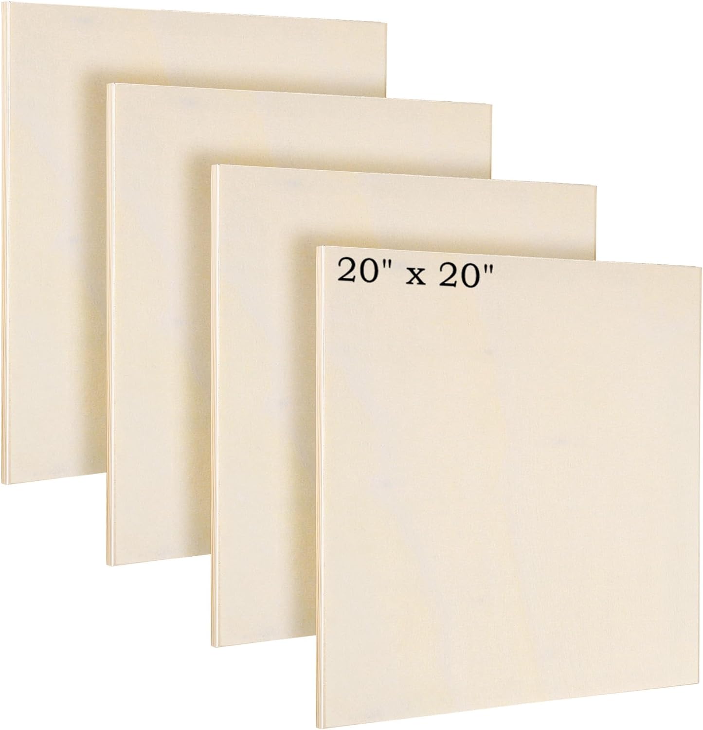 Aodaer 4 Pack Wood Panels 20 x 20 Inch Wooden Panels Canvas Unfinished Craft Wood Boards Panel for Art Crafts Acrylic and Oil Painting Pouring DIY Projects
