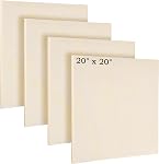 Aodaer 4 Pack Wood Panels 20 x 20 Inch Wooden Panels Canvas Unfinished Craft Wood Boards Panel for Art Crafts Acrylic and Oil Painting Pouring DIY Projects