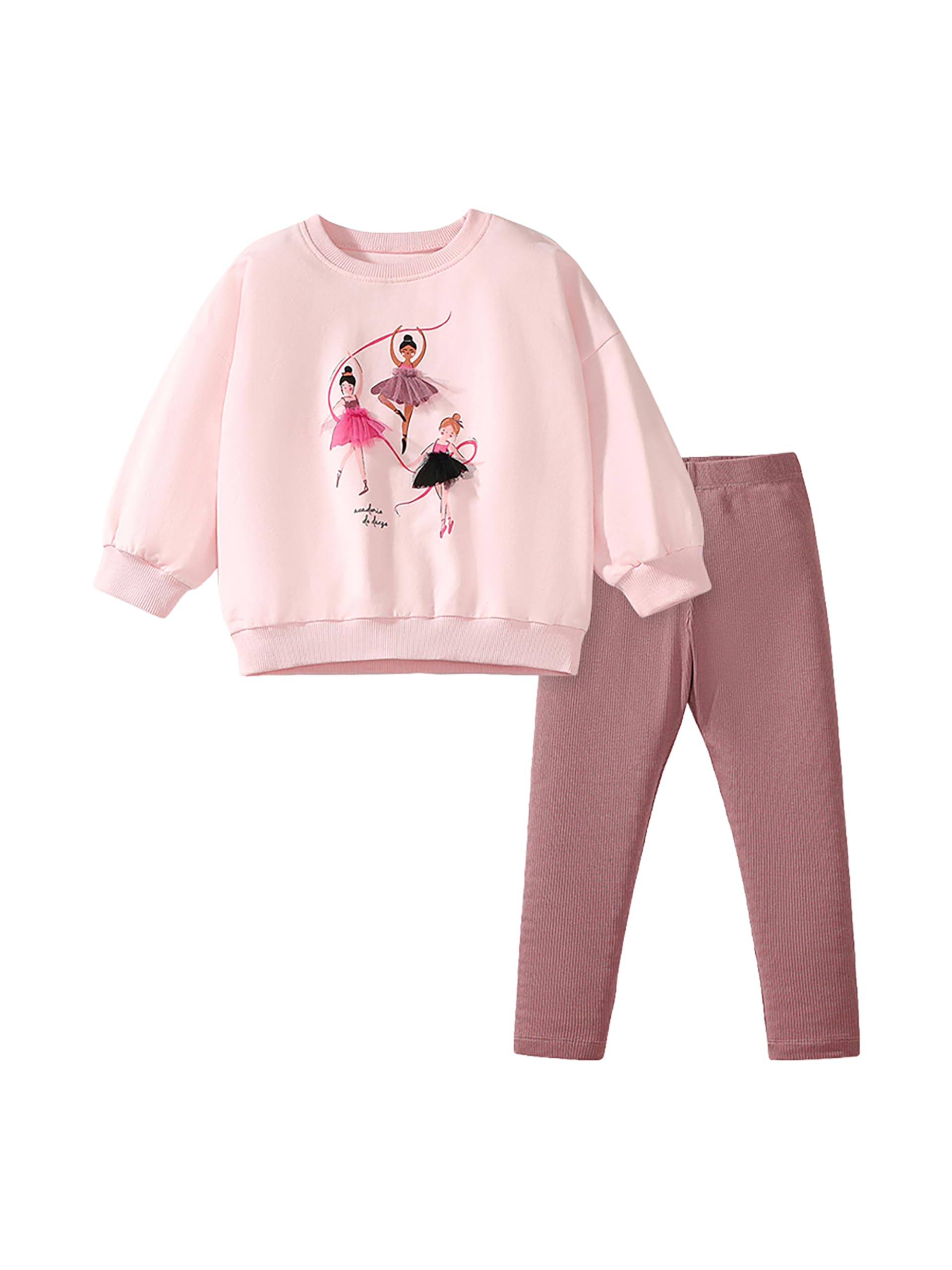 TCWWBB Mädchen Bekleidungsset Lange Tops Kinder Kleidung Baumwolle Langarm Sweatshirt Top+Legging...