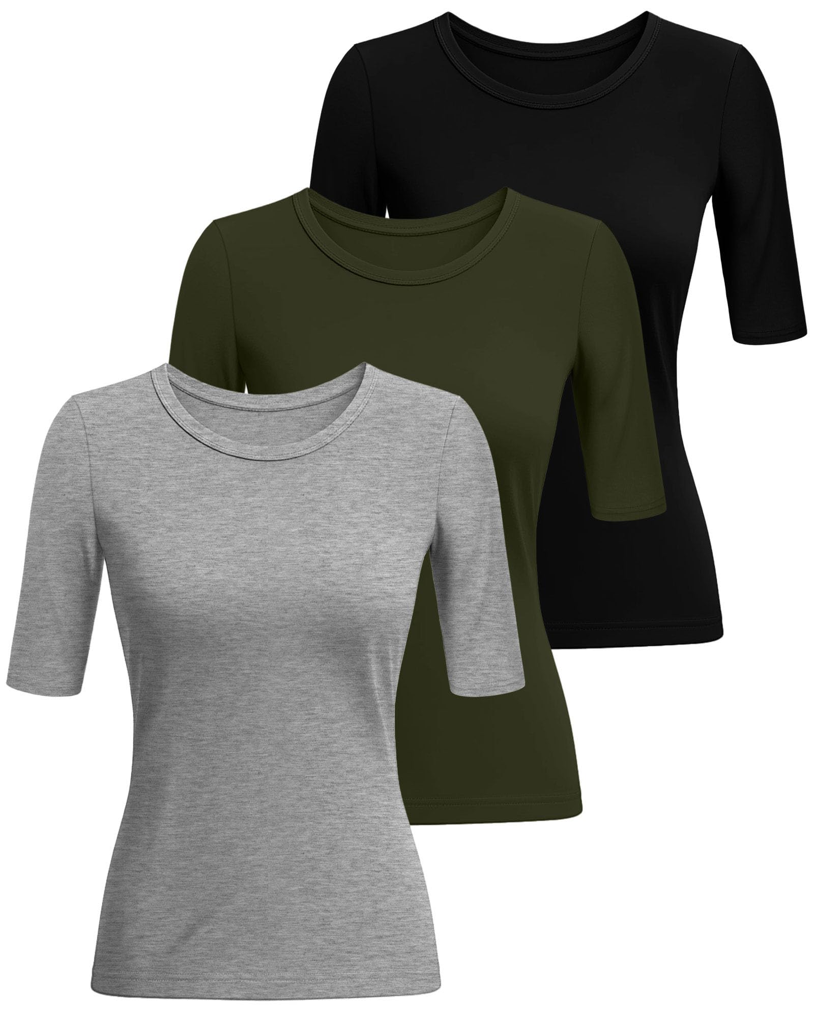 Riyiper Damen 3er-Pack Halbarm Tops